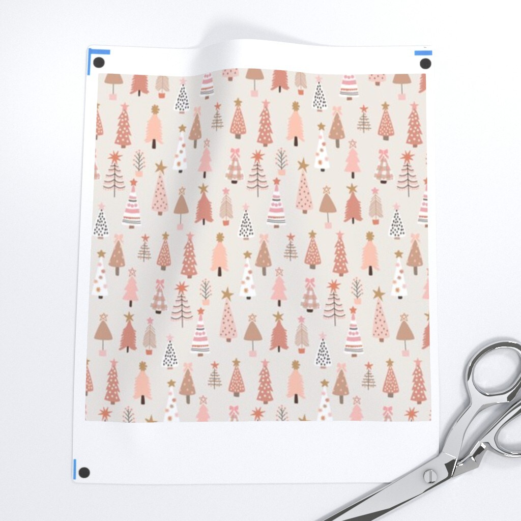 Cute Feminine Christmas Trees Neutral Tree Pink Custom Printed Fabric by Spoonflower Various Fabrics by the Yard or Fat Quarter