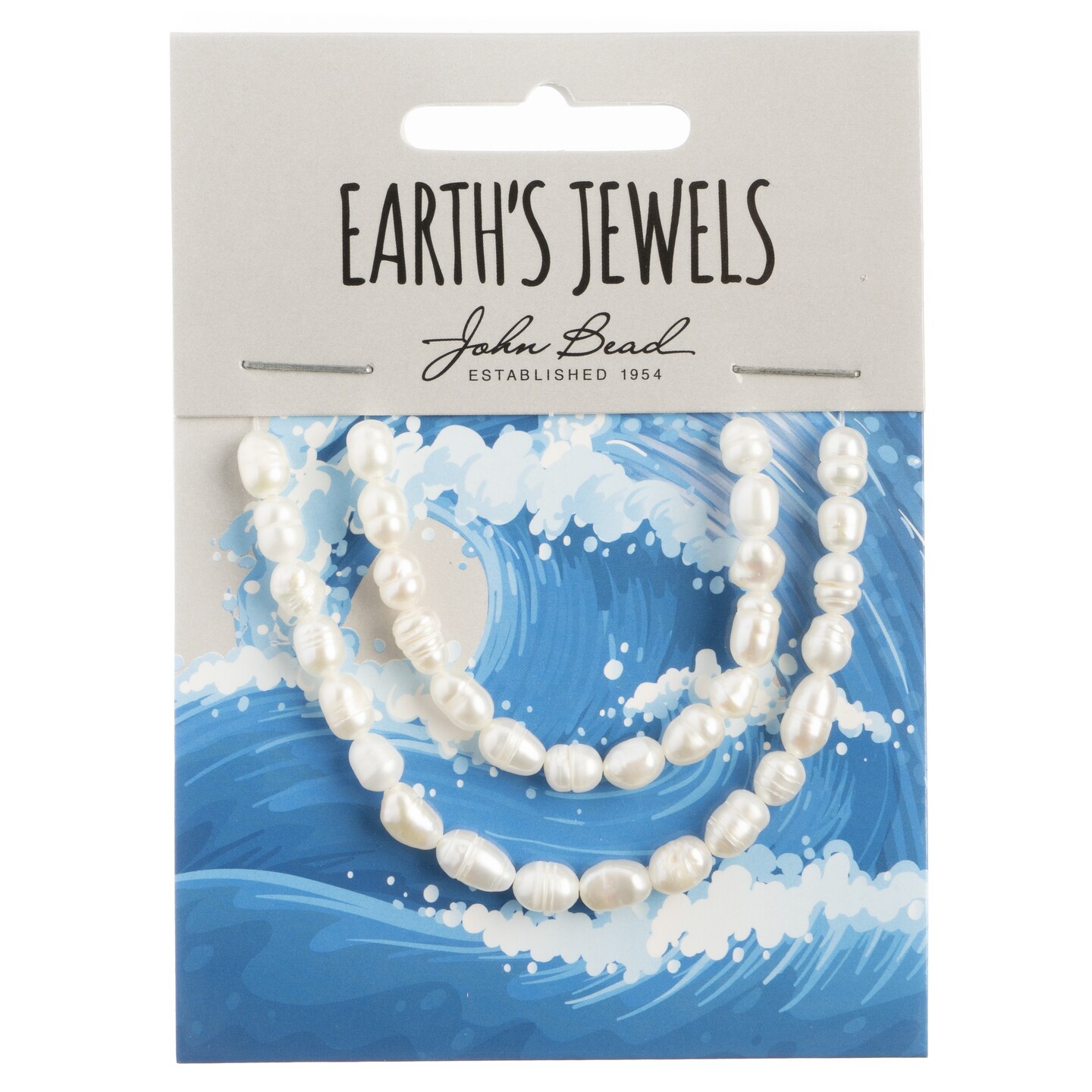 John Bead Earth's Jewels Freshwater Pearls Rice Shape 4-5mm-White