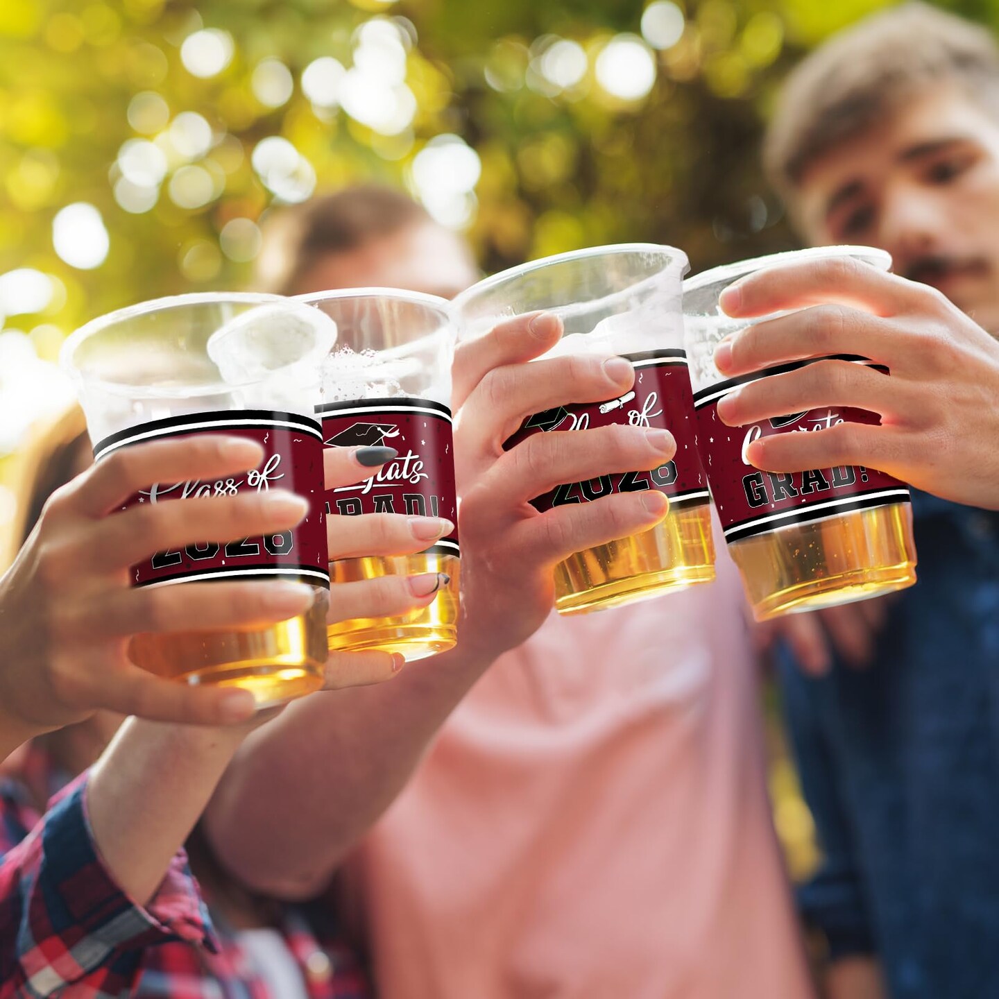 Gatherfun Class of 2026 Celebration - 100 Pcs 16oz Maroon Graduation Plastic Cups for Sturdy & Durable Drinkware for Grad Festivities | Essential Graduation Party Supplies & Decorations