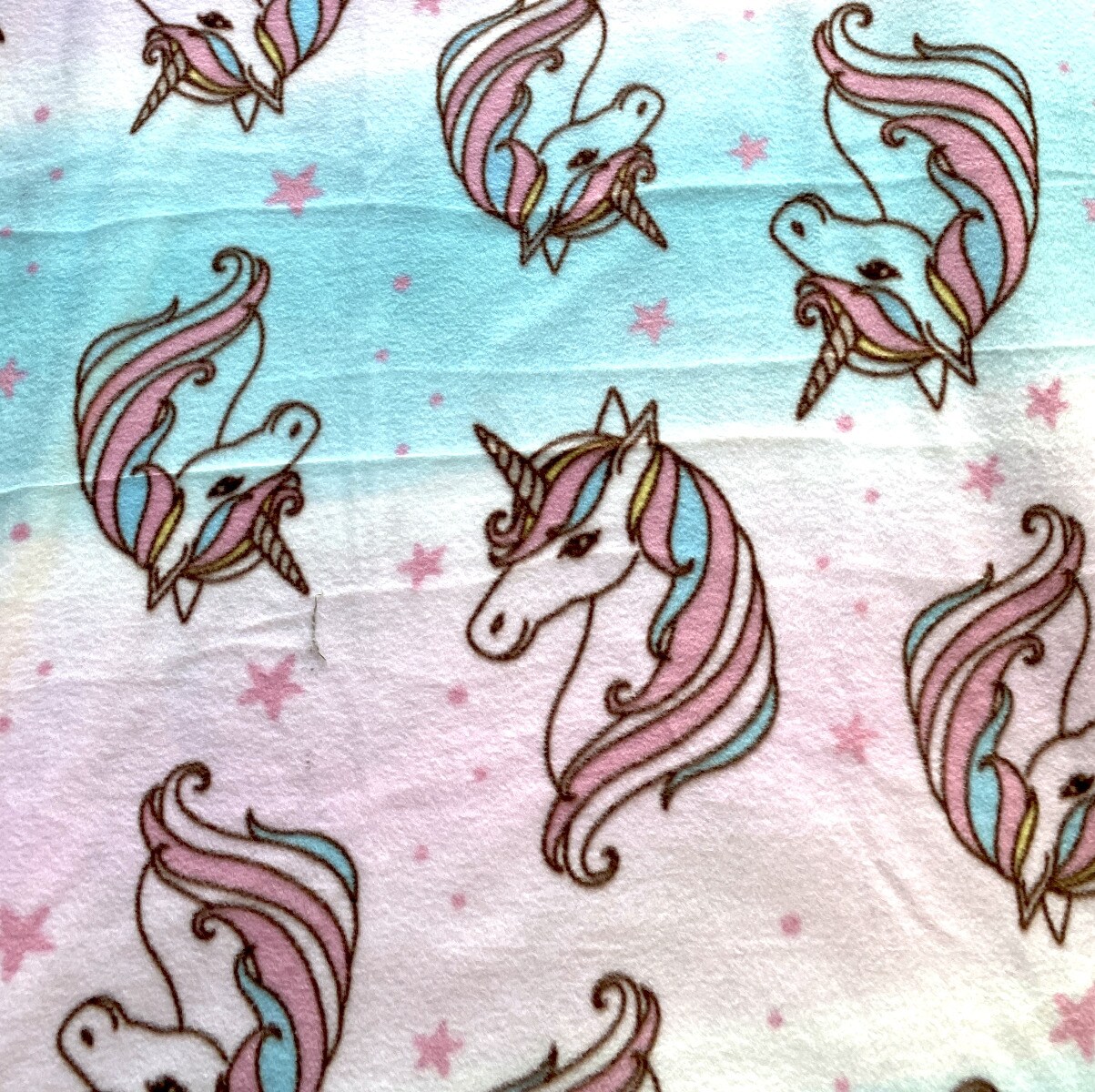 Unicorn Stars Anti-Pill Premium No-Sew Throw Fleece Fabric Kit (72x60)