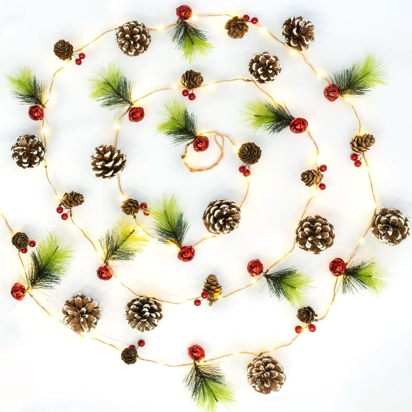 10 FT Pre-Lit Christmas Garland with 60 LED Lights &#x26; 8 Modes,