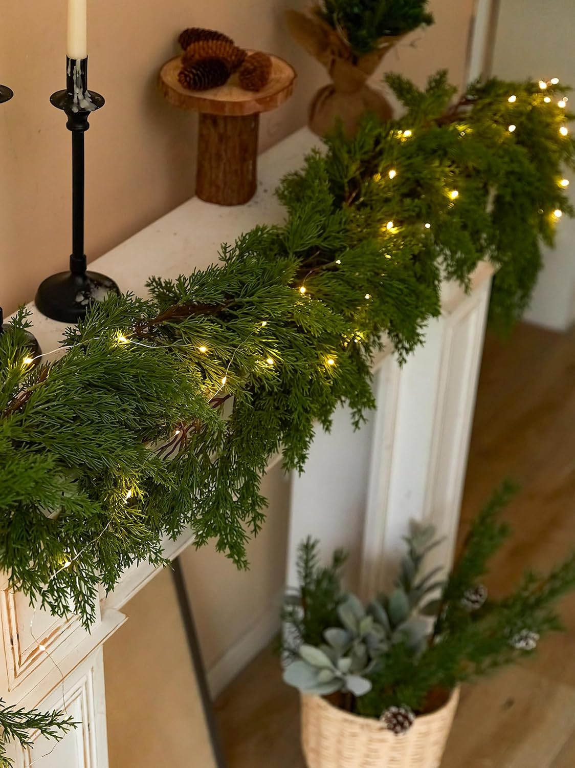 6FT - Seasonal Artificial Christmas Garland with LED String Lights Pine Needle