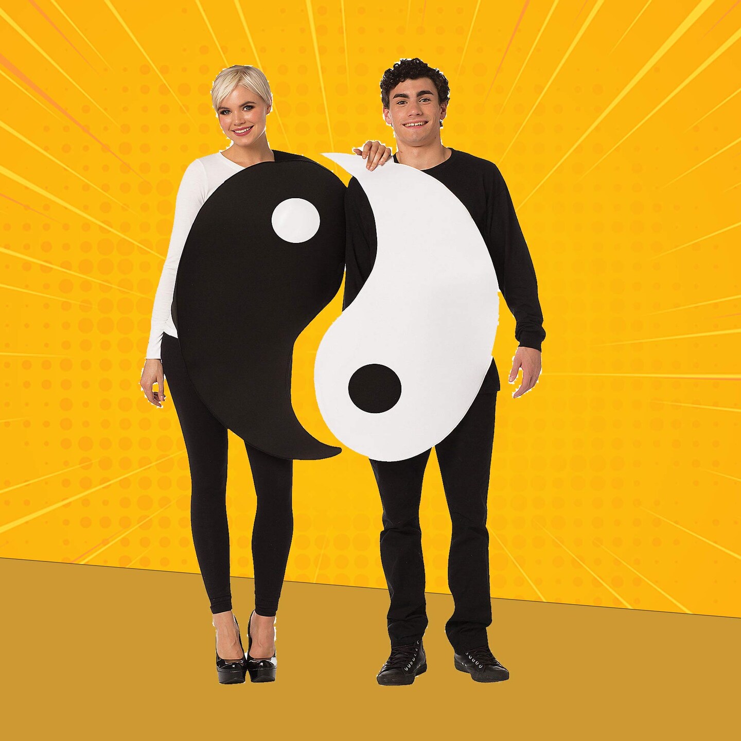 Unique Yin Yang Adult Couples Costume Symbolic Balance for Halloween and Events