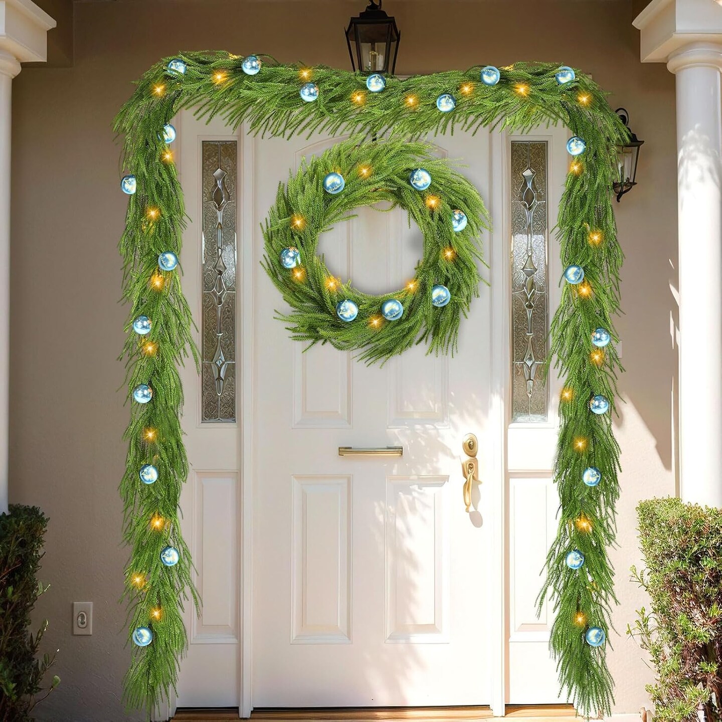 6.5ft Prelit Real Touch Christmas Norfolk Pine Garland