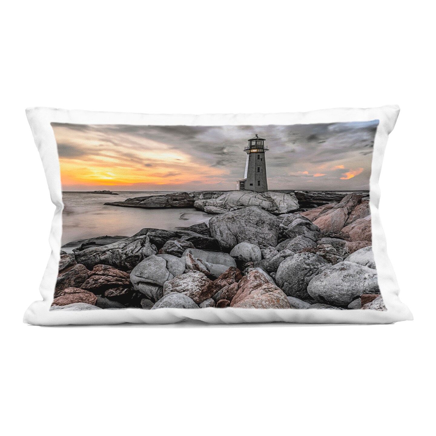 Stupell Industries Lighthouse Bay at Sunset Indoor Pillow, 14 x 7 x 20