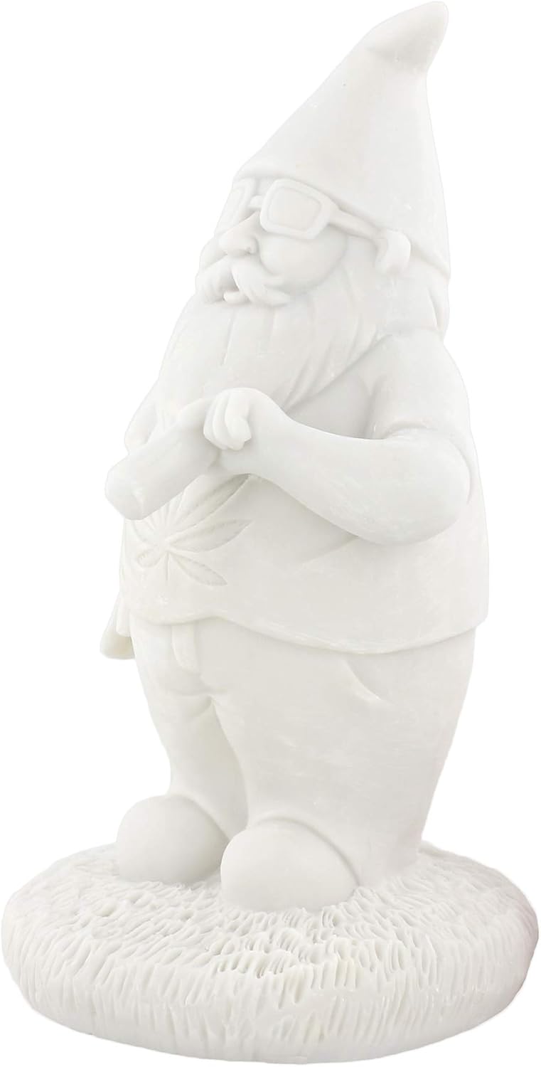 Gnude Gnomes - Unpainted Smoking Gnome, 8.5" Inches - DIY Paint Your Own Gnome