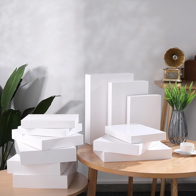 12 Pack Assorted Sizes(4 Boxes 11&#x22;, 4 Boxes 14&#x22;, 4 Boxes 16&#x22;) White Gift Boxes With Lids For Christmas, Birthdays and more