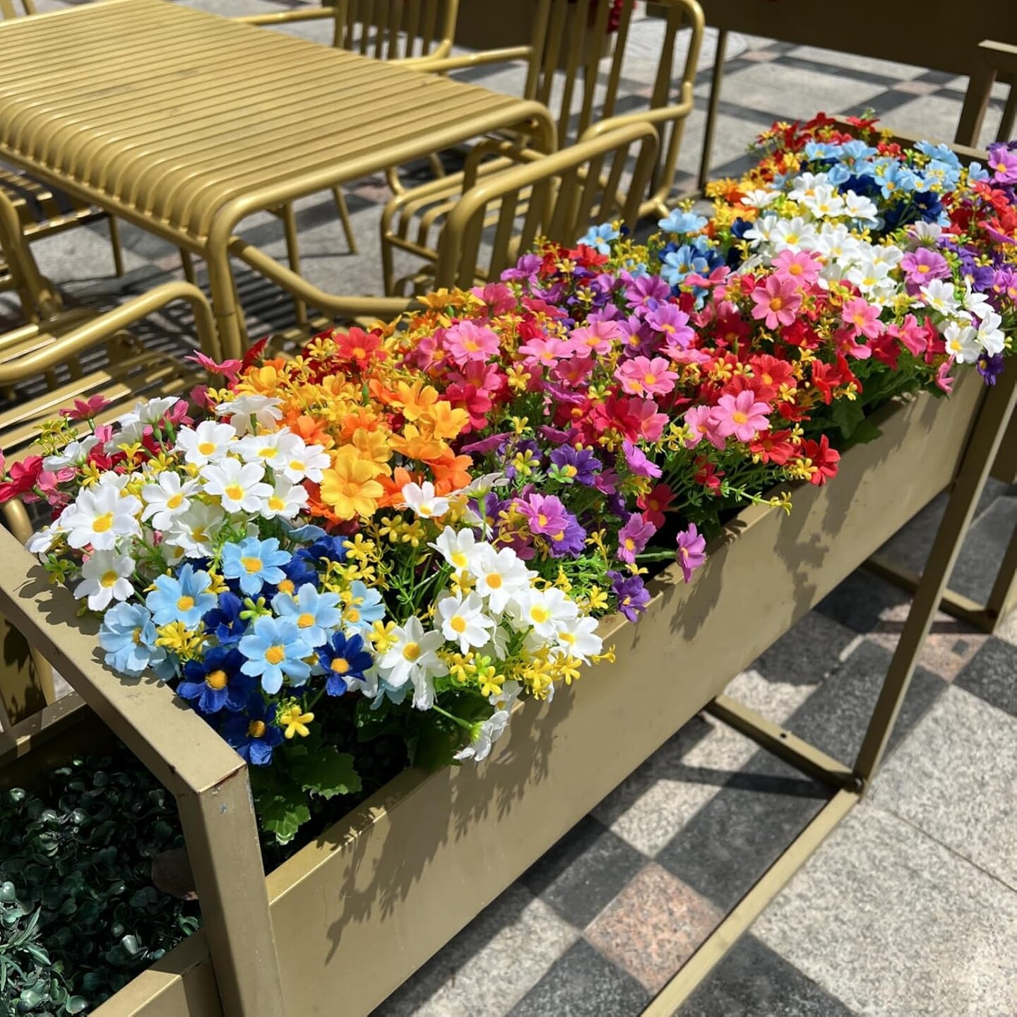 12 Bundles Artificial Fake Flowers for Outdoor Decoration,Shyshining UV Resistant Faux Plastic Fabric Greenery Shrubs Plants Fake Flowers Hanging Planter Kitchen Home Garden Wedding Decor