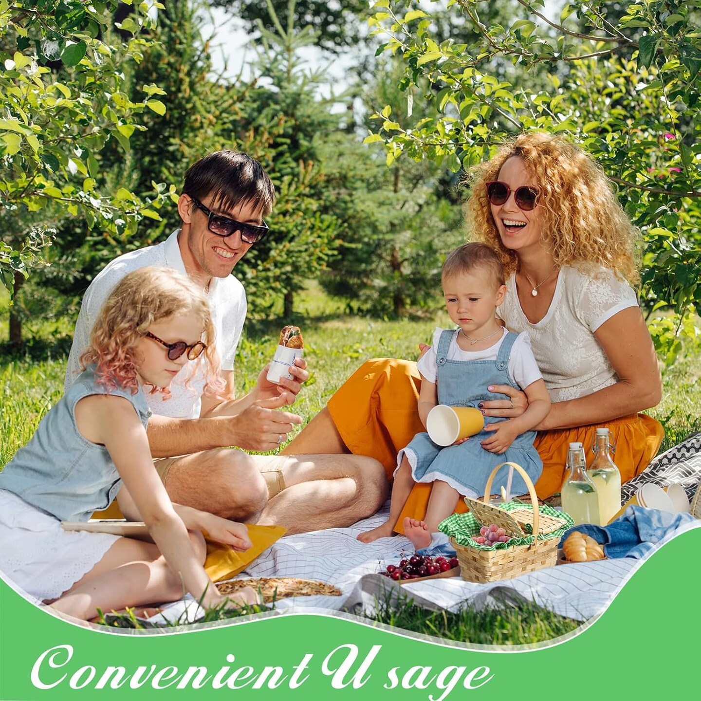 Mini Picnic Basket with Lid and Handle Small Gingham Woven Picnic Hamper (Green and White)