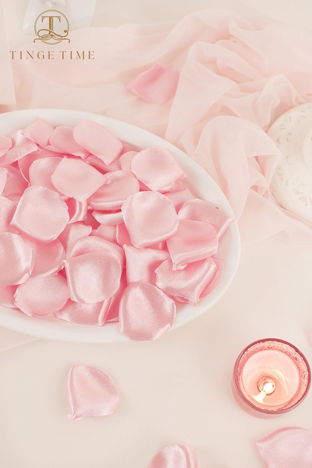 300pcs Silk Rose Petals Blush Pink Heart Flower Petals for Wedding Flower Girl Basket