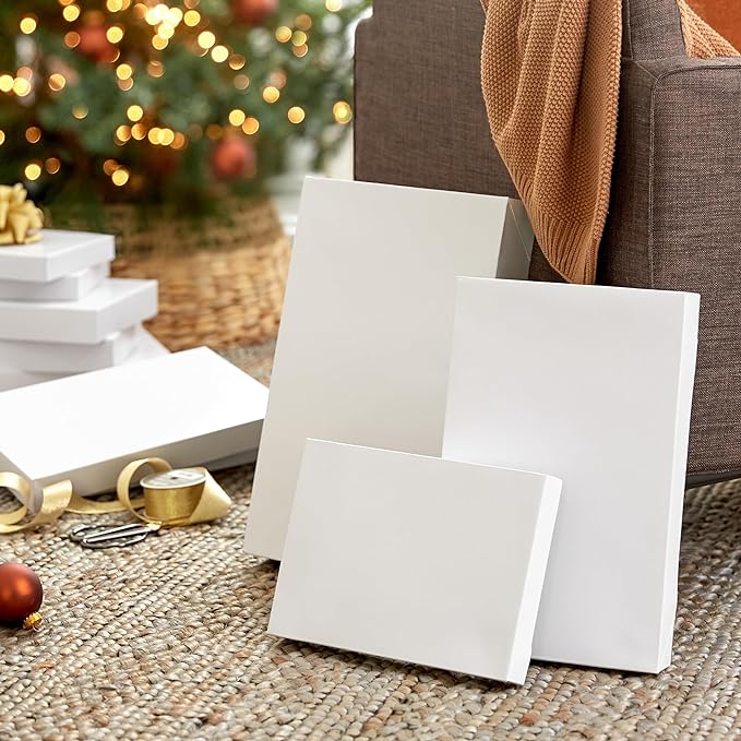 White Gift Boxes, Assorted Sizes (12 Boxes with Lids: 4 Small 11&#x22;, 4 Medium 14&#x22;, 4 Large 16&#x22;) for Birthdays, Mother&#x27;s Day, Baby Showers and More