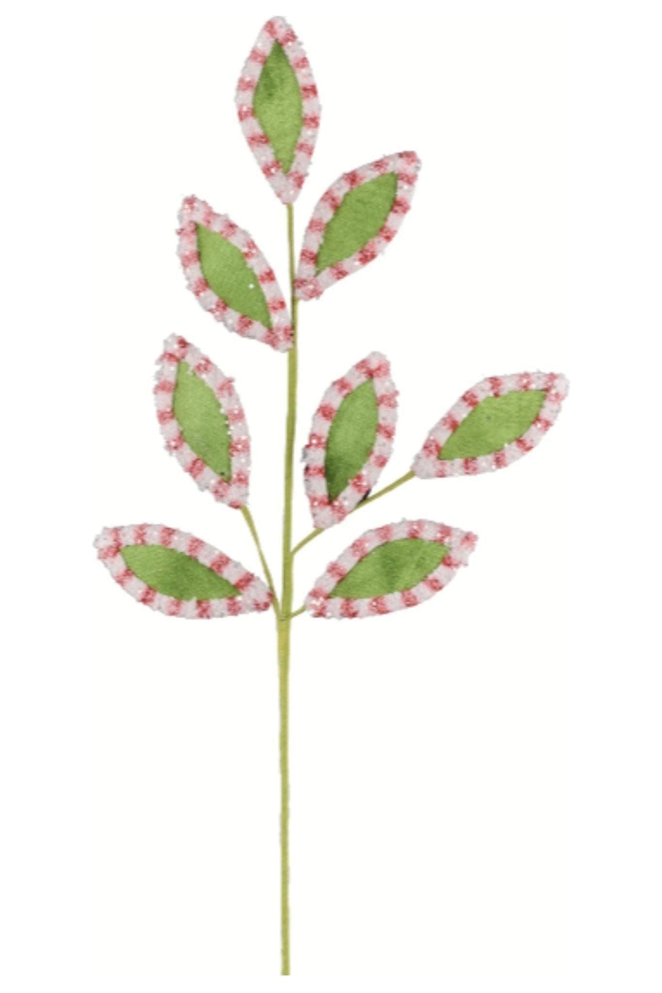 27&#x22; Velvet Fleece Leaf Spray: Red/Green