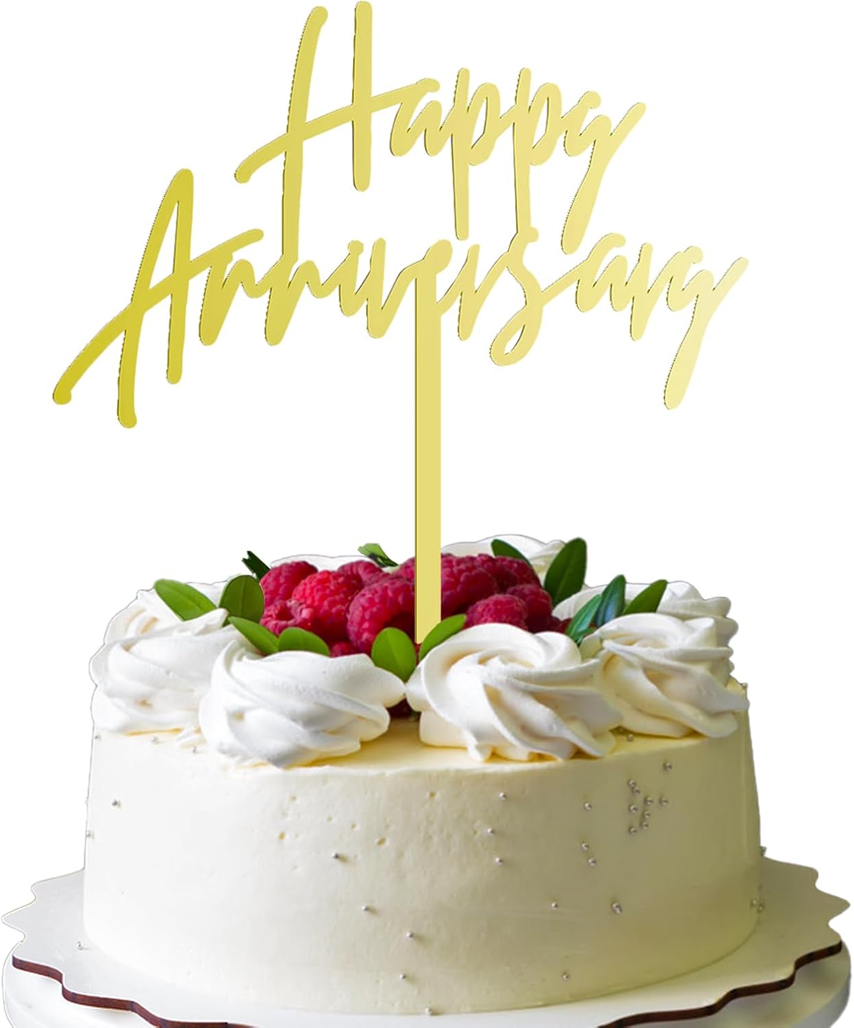 Gold Happy Anniversary Cake Topper Anniversary Party Decorations Golden Acrylic Cupcake Toppers Party Supplies for Women Men