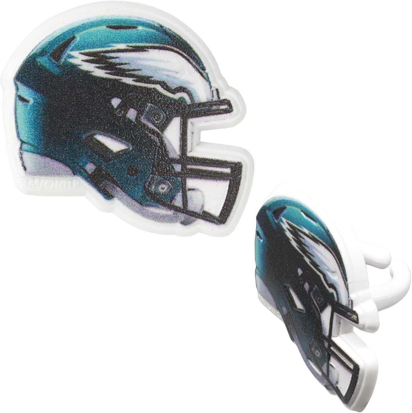 NFL Philadelphia Eagles Helmet Rings, 24 Football Cupcake Decorations, Officially Licensed, Football Rings, Food Safe Cake Toppers &#x2013; 24 Pack