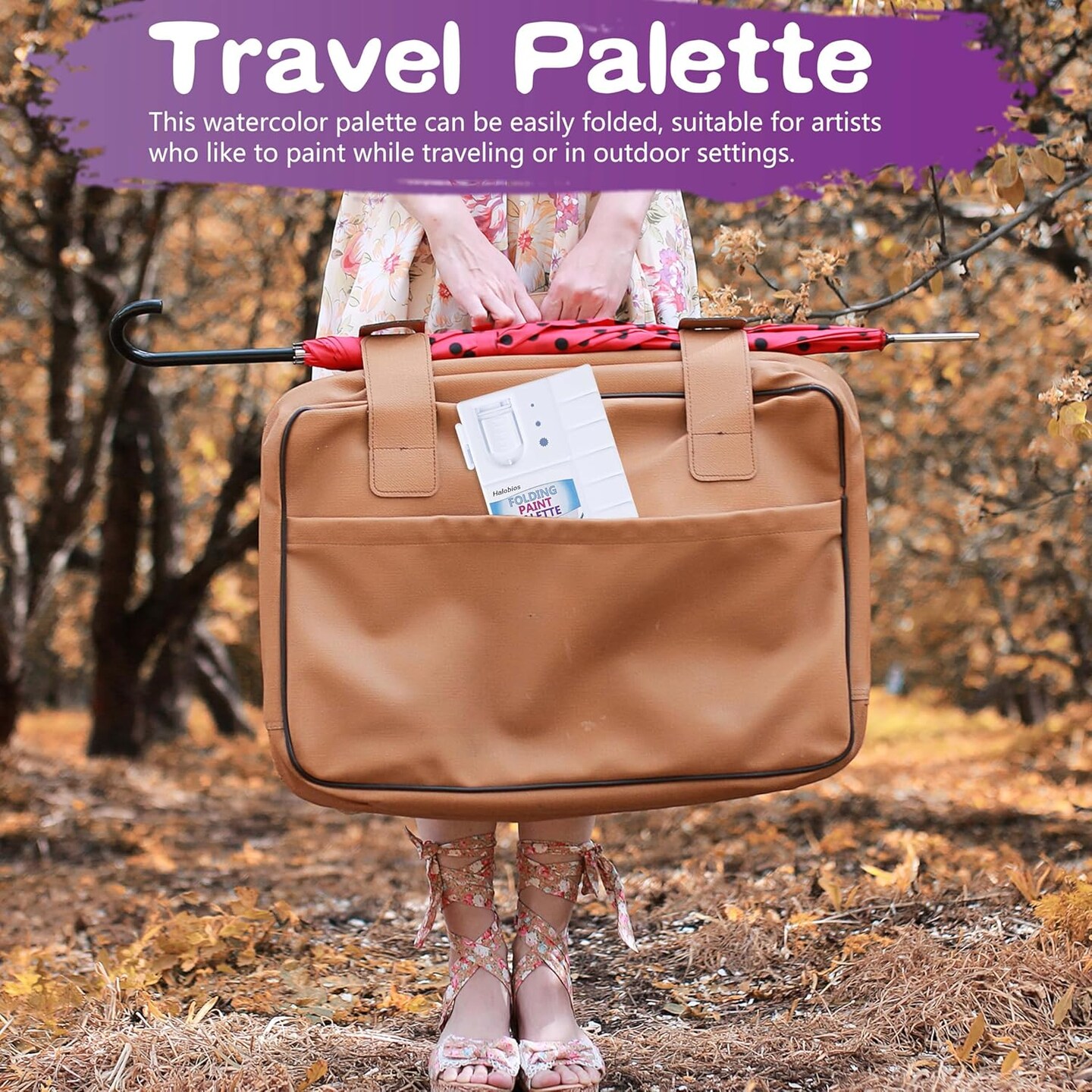 Paint Palette with 20-Well and 5 Mixing Areas, Folding Paint Tray with Thumbhole and Paint Brush Holder, Plastic Painting Palette