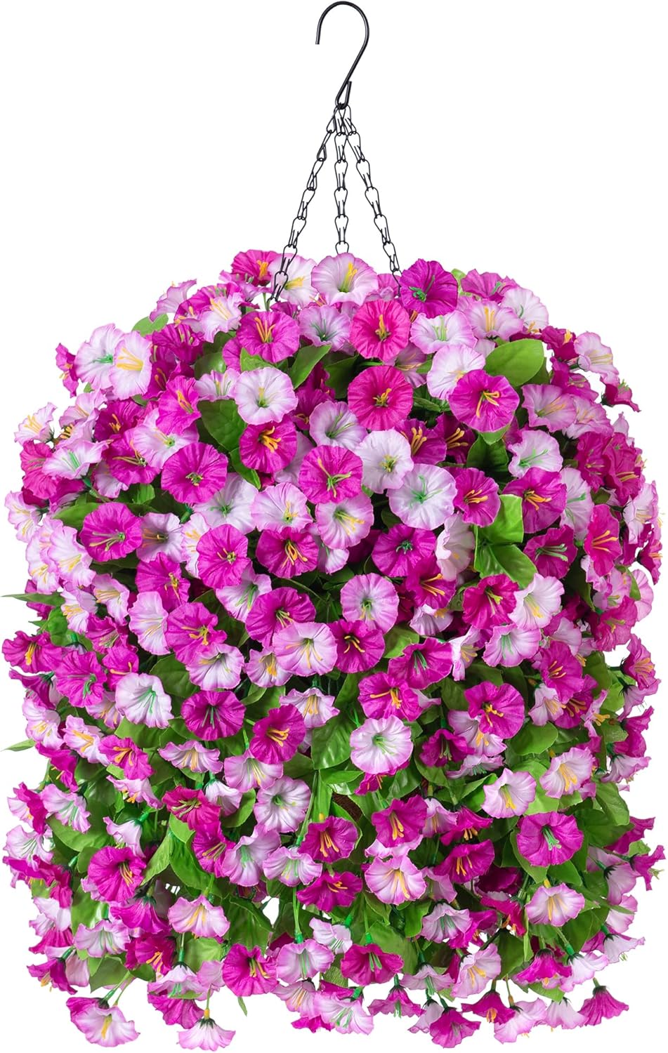 Artificial Fake Hanging Flowers Basket for Spring Decor (Double Lotus) 2.75"D x 10.6"W x 11.8"H