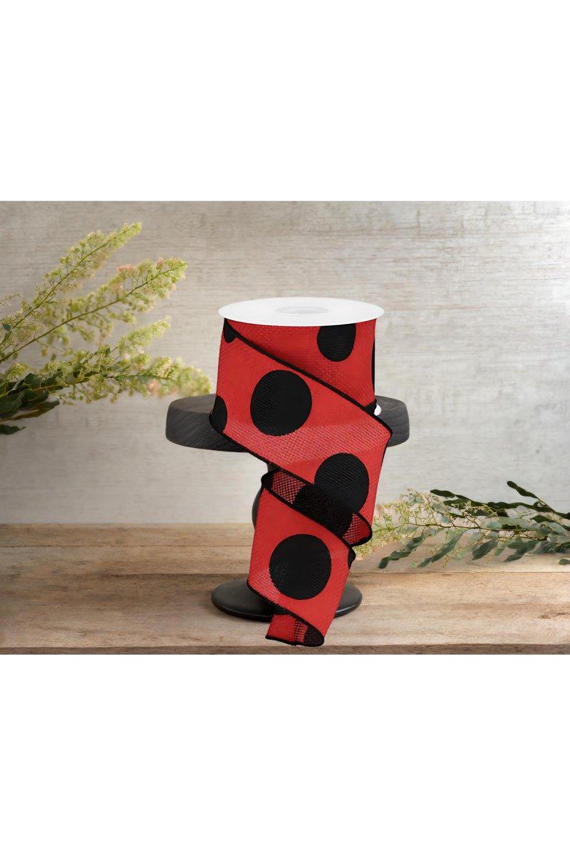2.5&#x22; Faux Burlap Giant Polka Dot Ribbon: Red &#x26; Black (10 Yards)