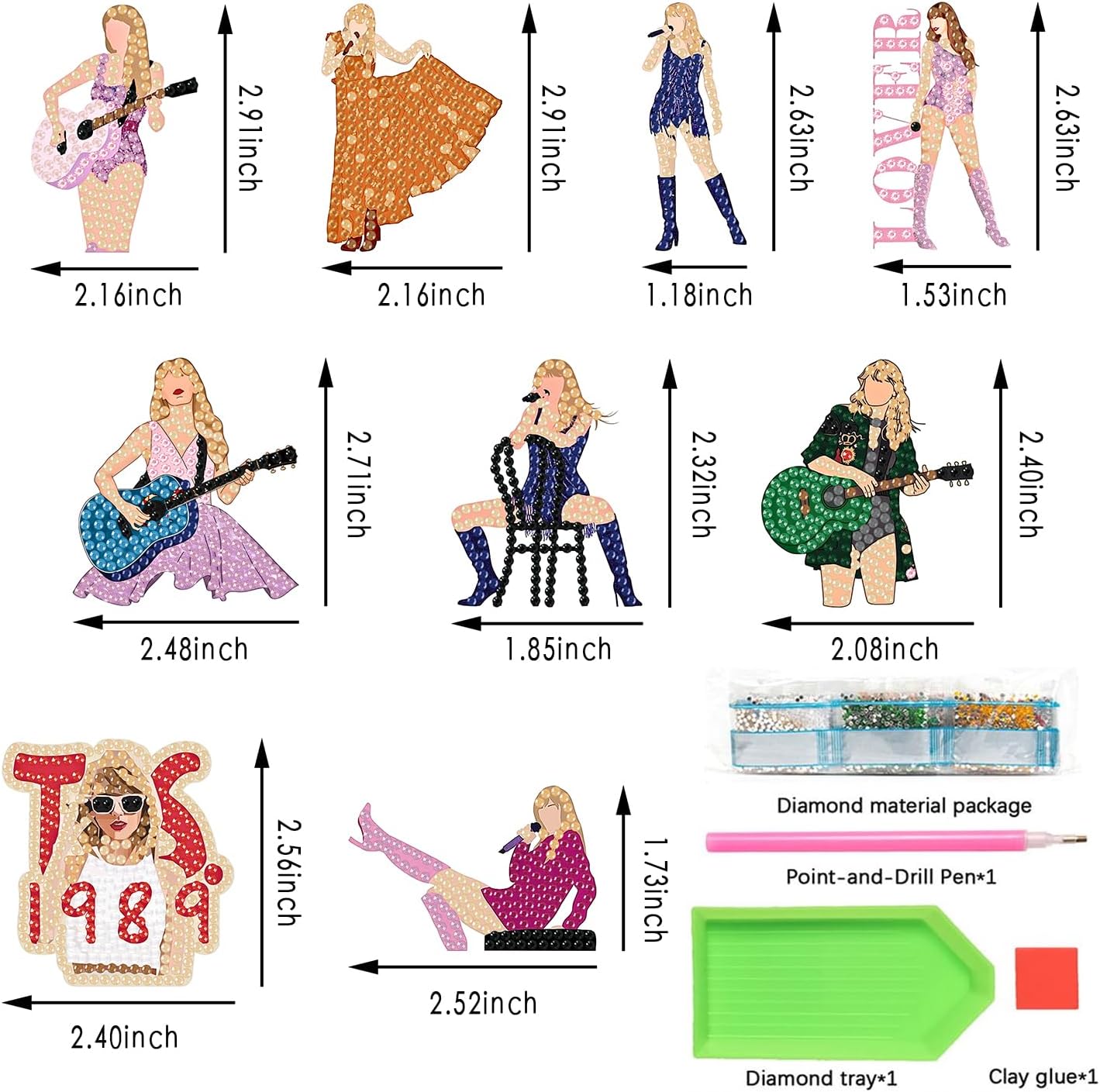 Diamond Painting Stickers Kits for Adults, 9 PS Music Diamond Painting Stickers with Tools, DIY Singer Sticker Set for Beginners, Diamond Craft Supplies for Decor