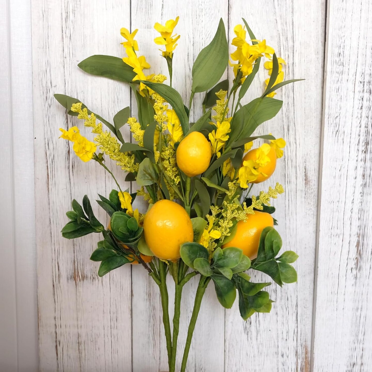 3PCS Artificial Lemon Decor 16&#x22; Fake Lemons Branch Summer Decor