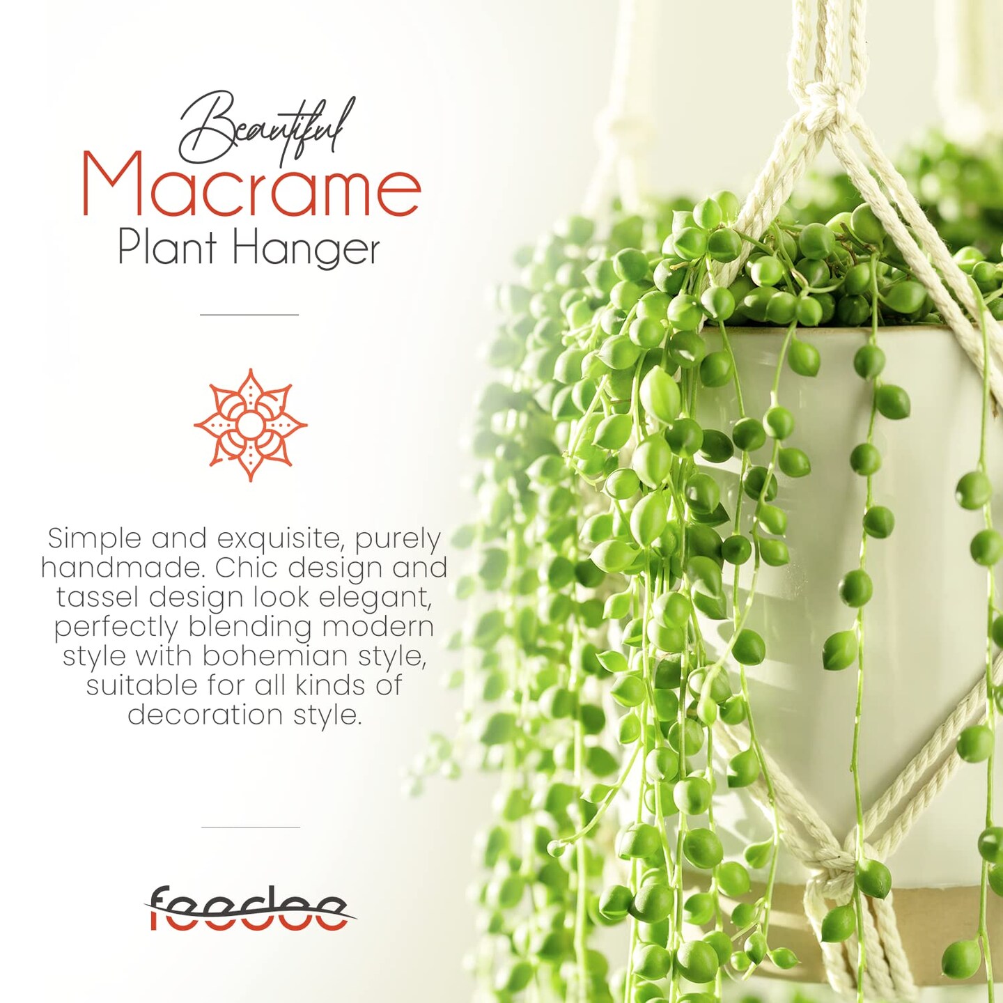 Macrame Plant Hangers Indoor Macrame Hanging Planters for Indoor Plants, 6 Pack Hanging Plant Holders Indoor Hanging, Macromay Plant Hangers for Indoor Plant Hanger, Outdoor Flower Pots Holder