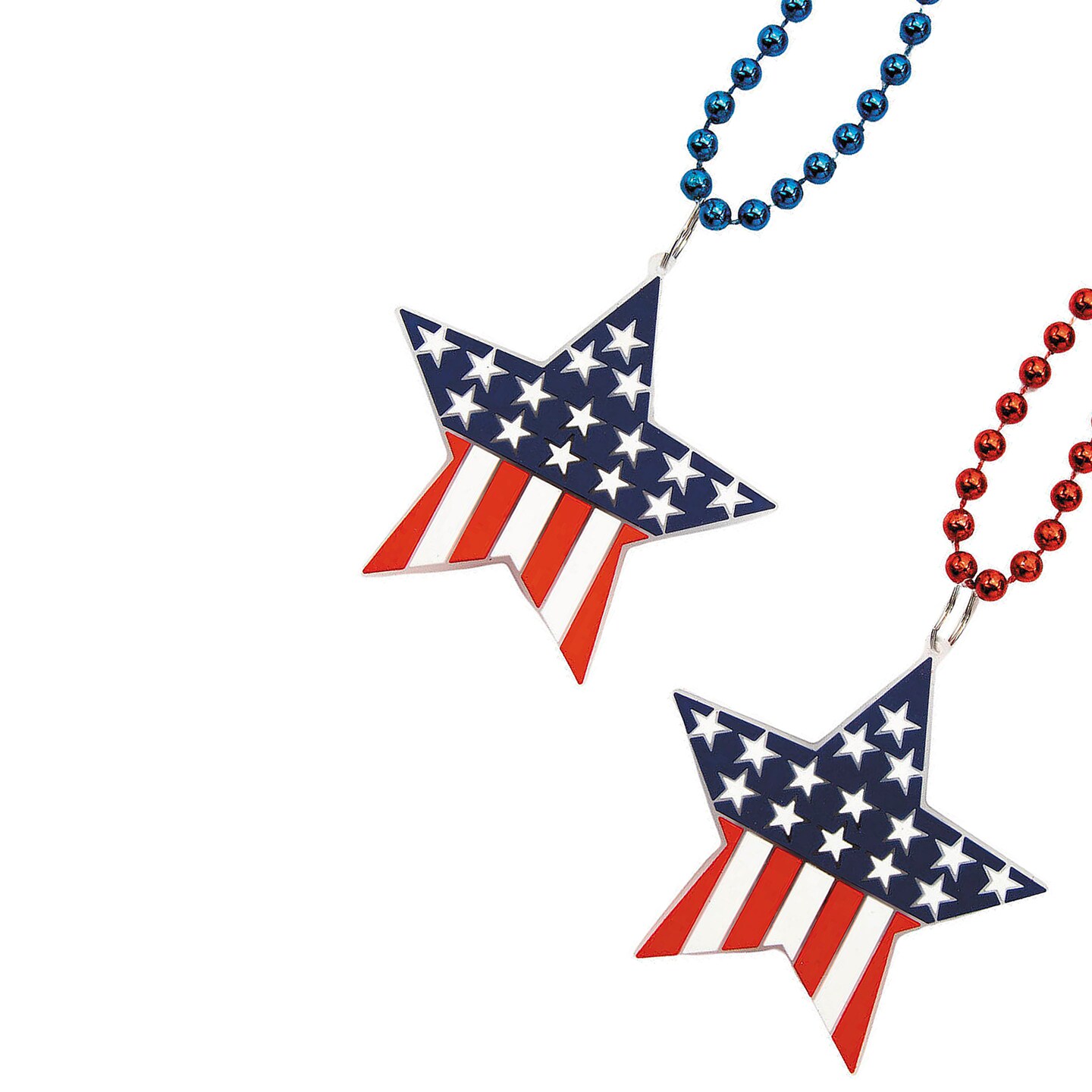 33" Patriotic USA Flag Light Up Star Charm Necklaces 12 Pieces