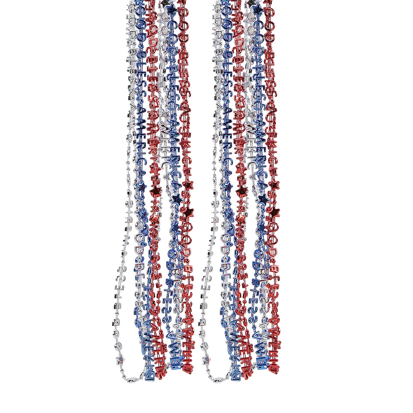 30" Bulk 48 Pieces Patriotic Religious "God Bless America" Beaded Necklaces
