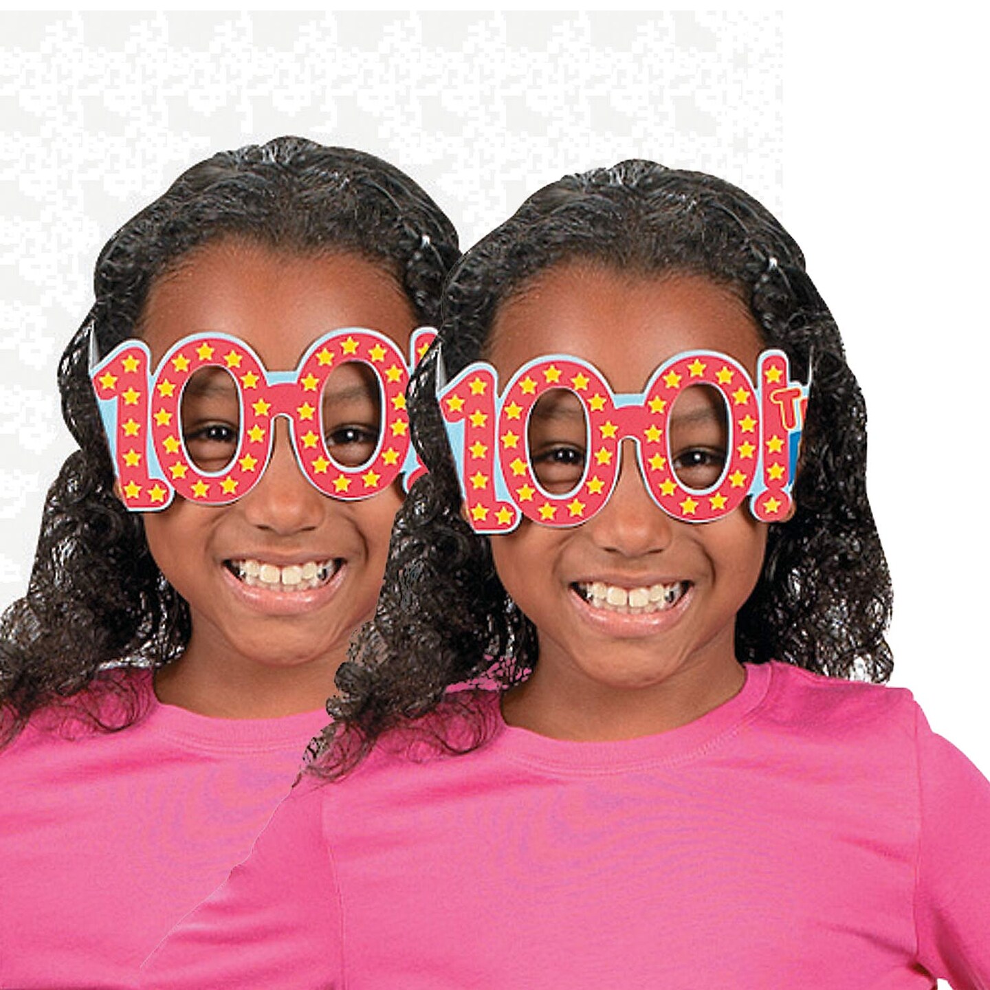 Kids 100th Day of School-Shaped Cardboard Glasses Pack of 12 (6" x 2")