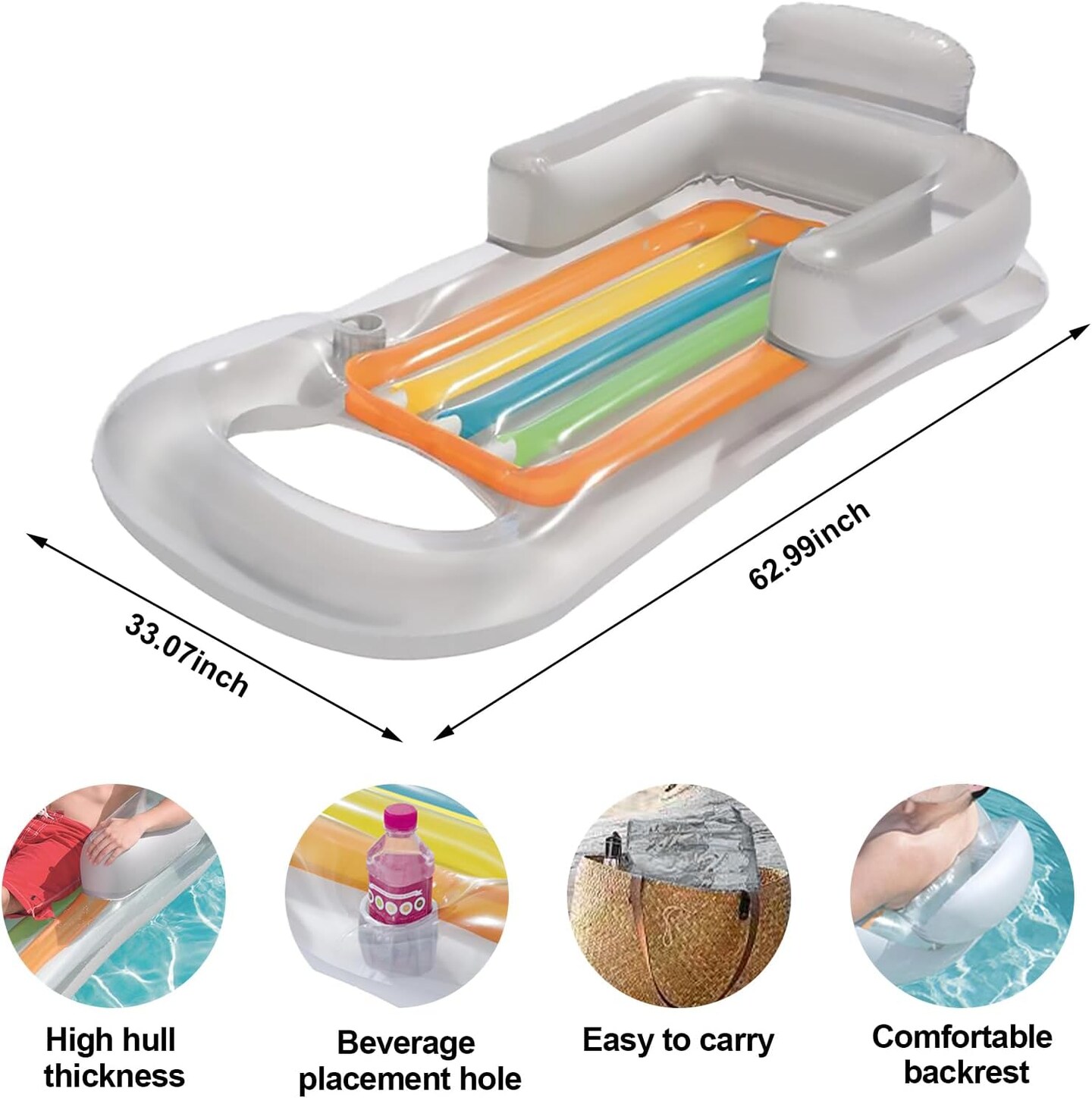 Premium Recliner Pool Lounger Float,Tanning Pool Float with Backrest and Cup Holder,Inflatable Pool Floats Adult with Fast Inflation,Swimming Mattress for Summer,Beach,Swimming Pool