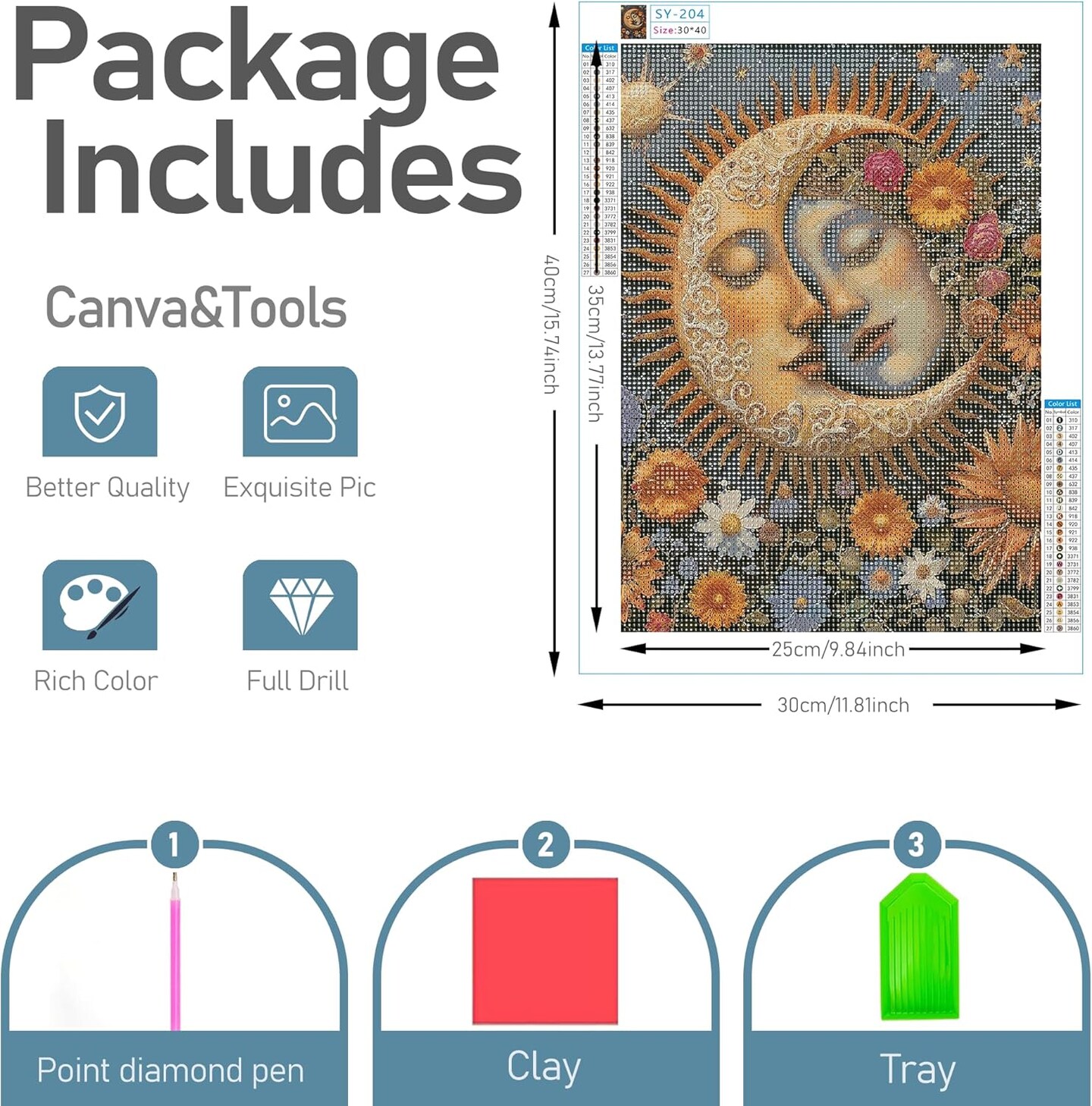 Moon Diamond Painting Kits for Adults,DIY Diamond Art Painting Round Full Drill 12x16in,5D Diamond Dots Art for Beginning Home Wall Decor