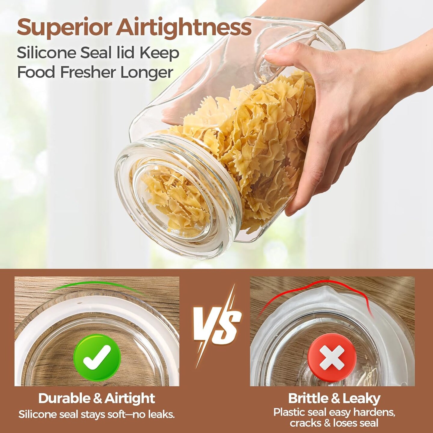 78oz Glass Storage Jar with Lid, Large Half-Gallon for Kitchen & Laundry