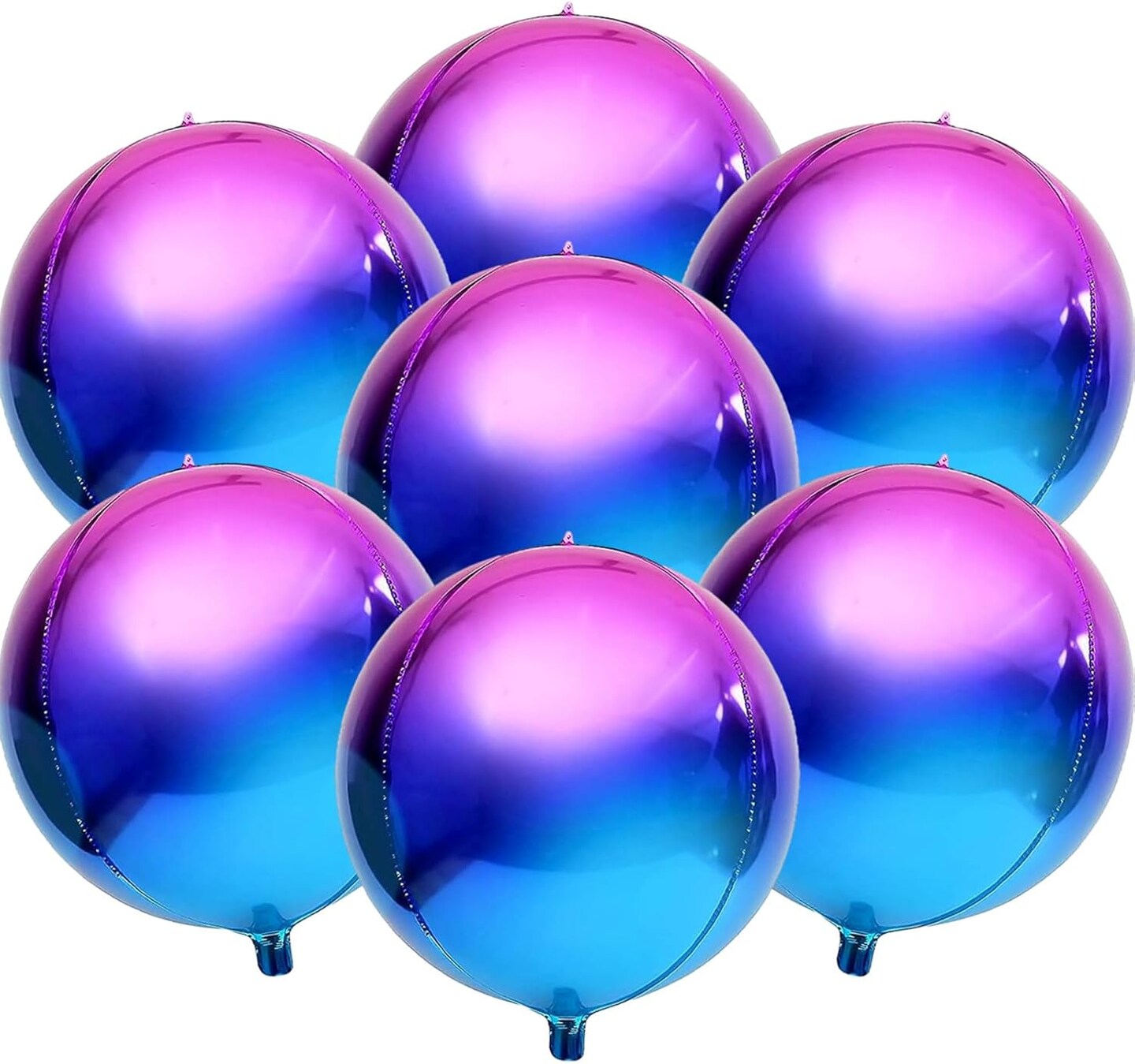 7 Pack Purple Galaxy Balloons, 22 Inch Large 4D Round Ombre Balloons Party Decorations