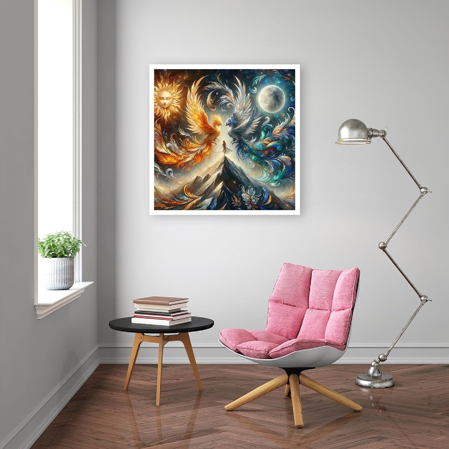 Phoenix Diamond Painting Kits for Adults,5D Moon Diamond Art Kits for Beginners,DIY Full Drill Diamond Dots Diamond Gem Art with Painting Kits for Home Wall Decor 12 x 12 Inch