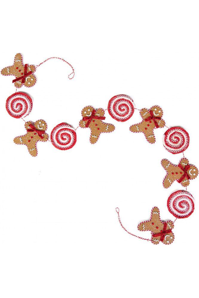 4&#x27; Gingerbread Men &#x26; Lollipop Garland