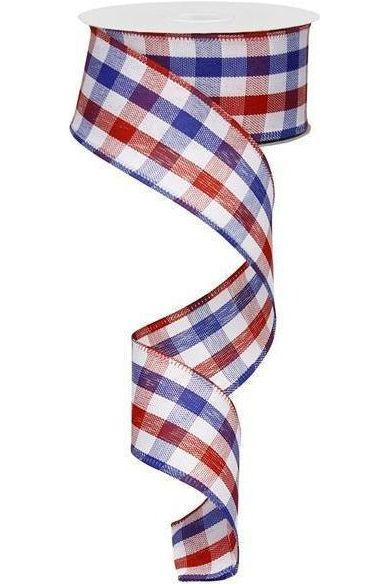 1.5&#x22; Patriotic Gingham Plaid Ribbon: Red, White &#x26; Blue (10 Yards)
