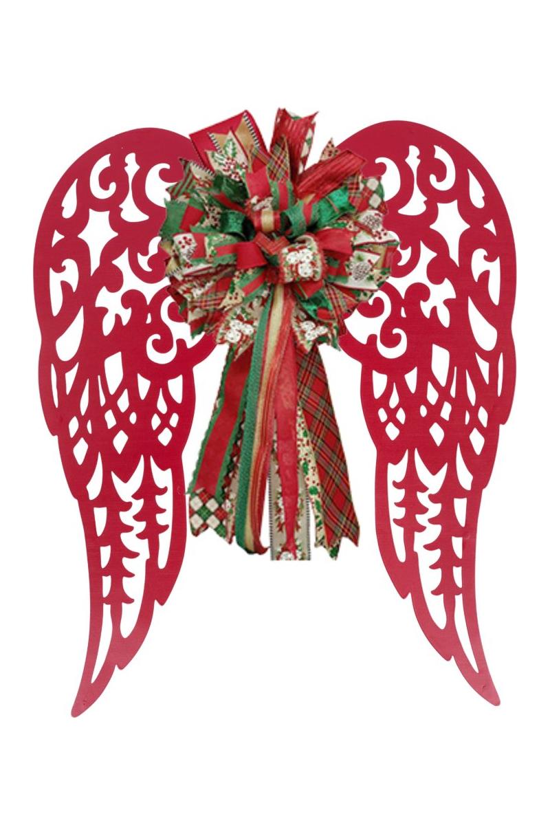 17&#x22; Metal Filigree Angel Wings: Red