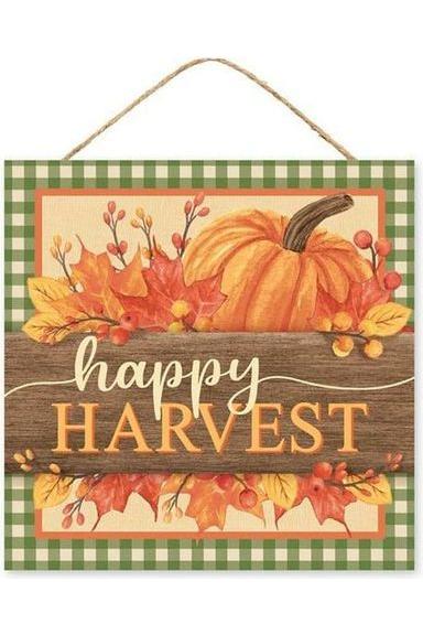 10&#x22; Wooden Sign: Happy Harvest