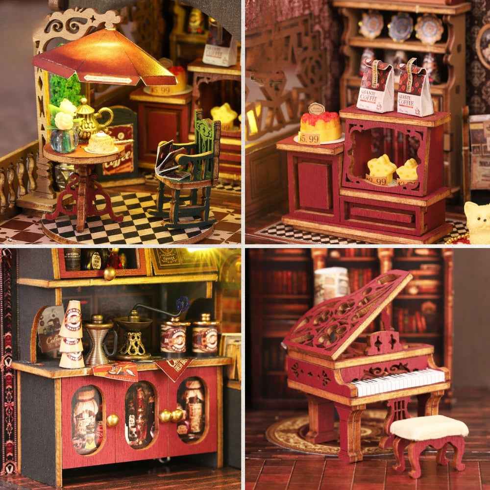 Letter Coffee Dollhouse Kit - Miniature Wizardi Roombox Kit F07M5-66-ES020-A