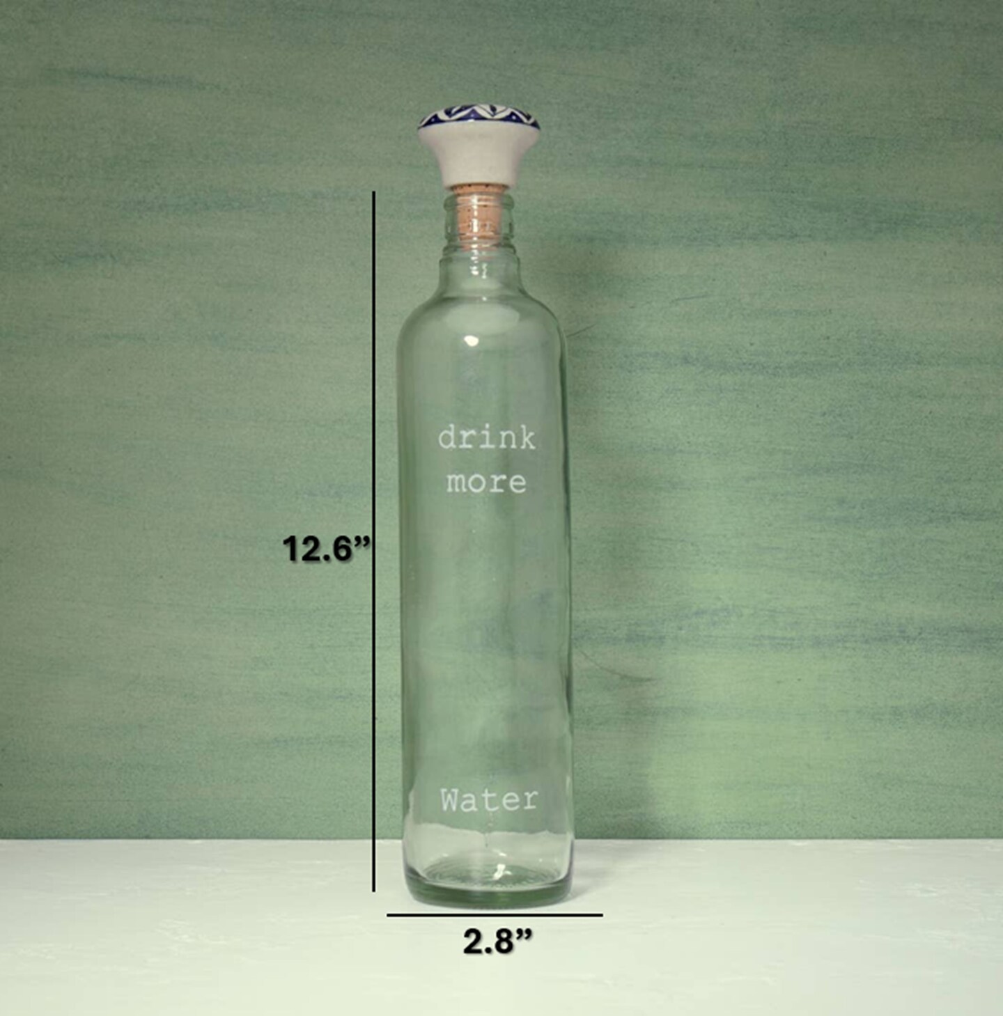 Glass Water Bottle | Ceramic Stopper | Leak Proof BPA Free Reusable Bottle | Eco Friendly Stylish Water Bottle for Home Office - 750ML