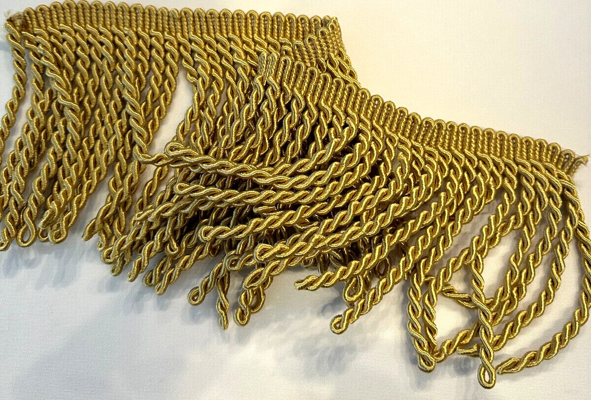 1 Yard Light Antique Gold Bullion Fringe Trim for Upholstery and Curtains 6 Inch Long