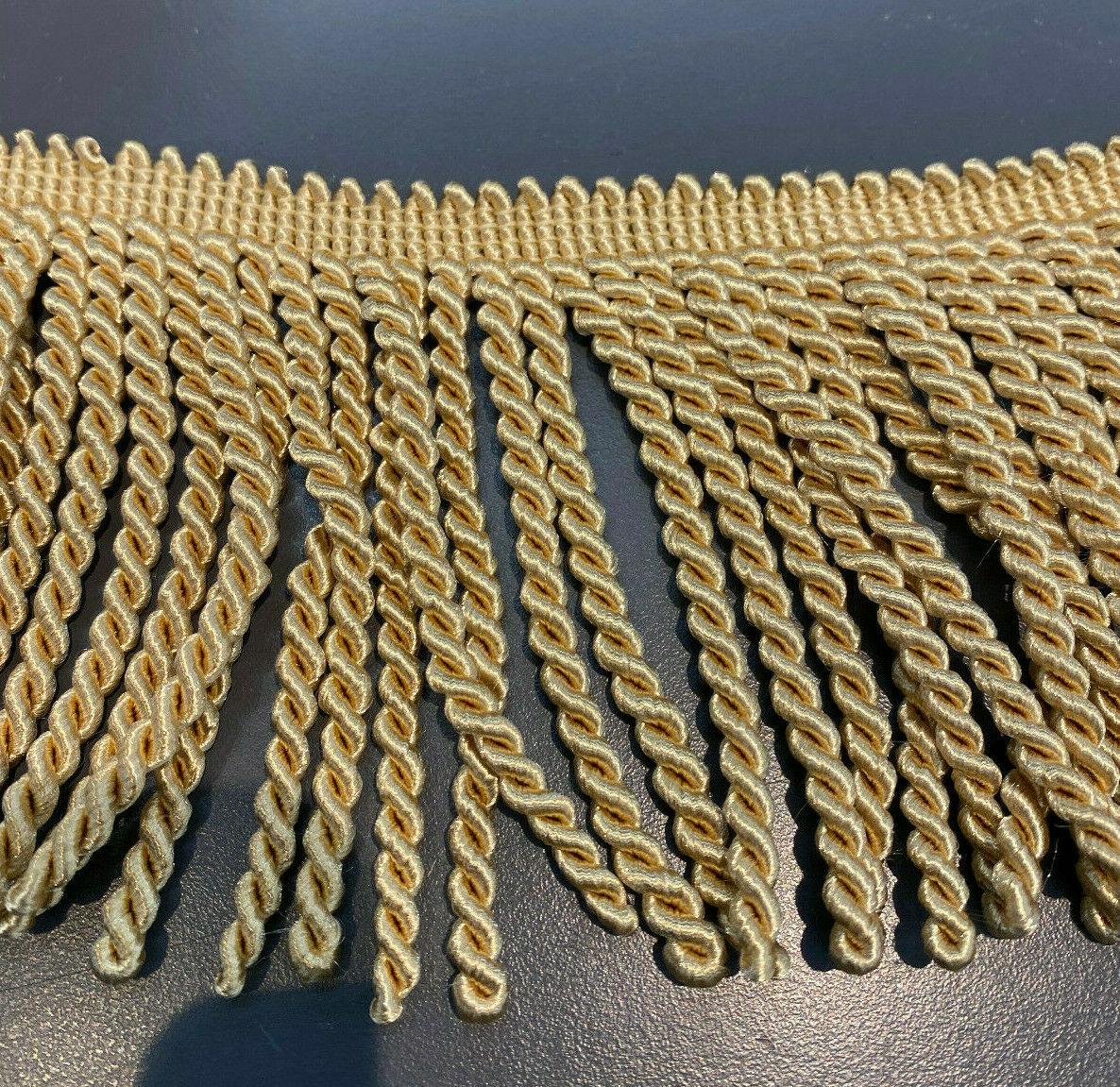 1 Yard Light Gold Bullion Fringe Trim for Upholstery and Curtains 4 Inch Long