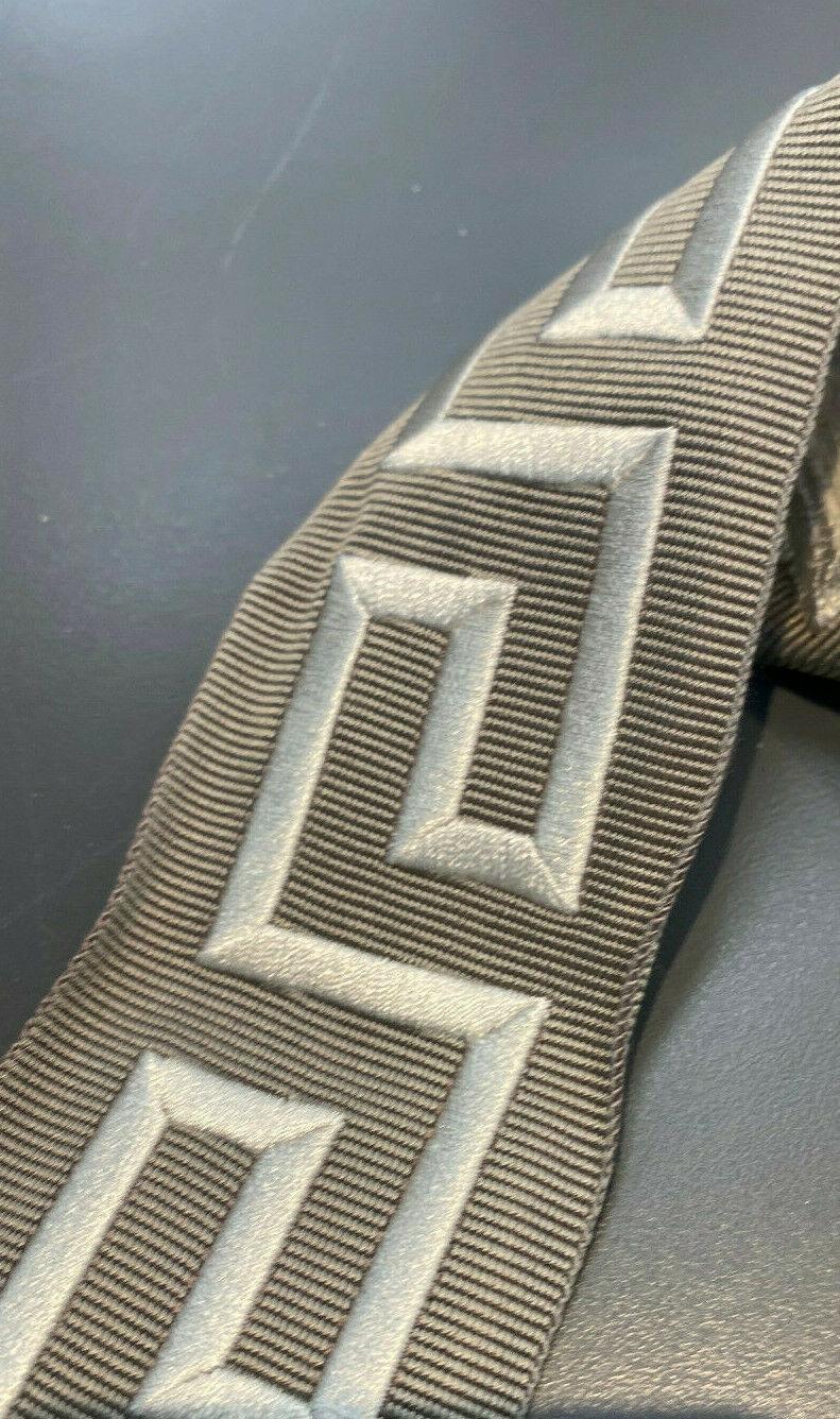 1 Yard Charcoal Silver Greek Key Embroidery Trim Tape for Upholstery and Drapery 2.1 Inch Wide