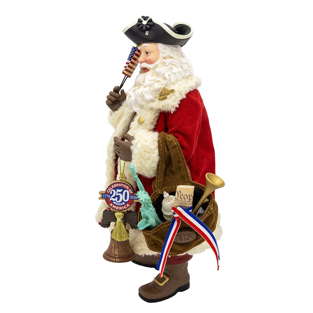 Kurt Adler 11 Inch Fabrich&#xE9; 250th Anniversary of America Musical Santa