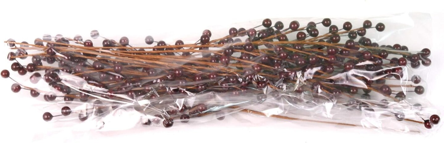 Set of 12: Burgundy Holly Berry Stems with 35 Lifelike Berries | 17-Inch | Festive Accents | DIY Arts & Crafts, Wreaths, & Garlands | Berry Picks | Home & Office Decor