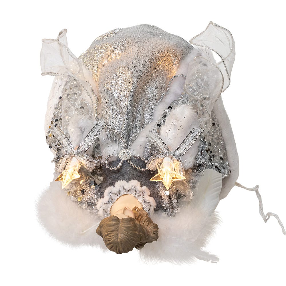 Kurt Adler 14-Inch UL 10-Light Silver and Ivory Angel Tree Topper