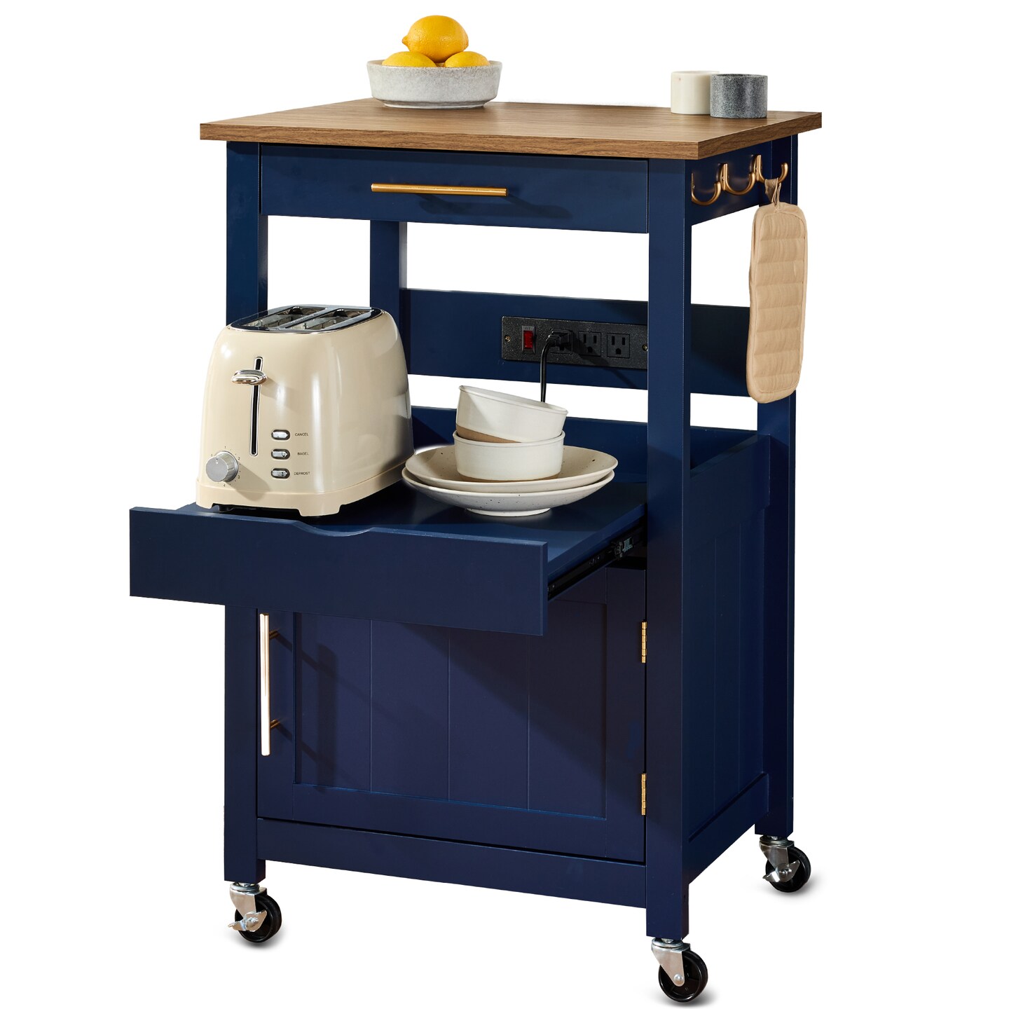 Best Choice Products Rolling Kitchen Island Cart, Single Door Cabinet w/ Drawer, Sliding Tray, Outlet