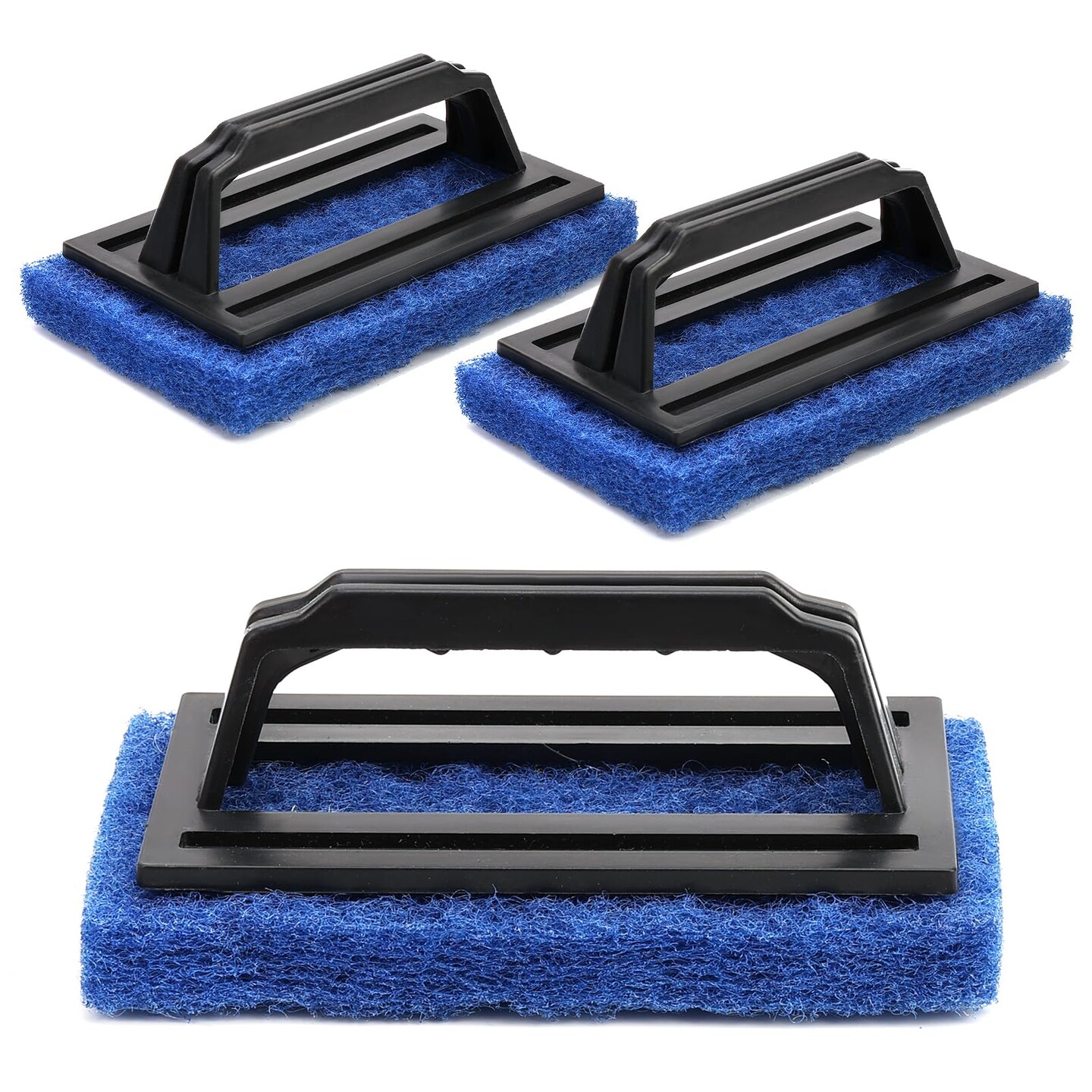 3 Pack Screen Printing Scrub Pad, Blue Scrub Cleaner Brush with Handle, Silkscreen Ink Remover for Reclaiming Mesh Frames