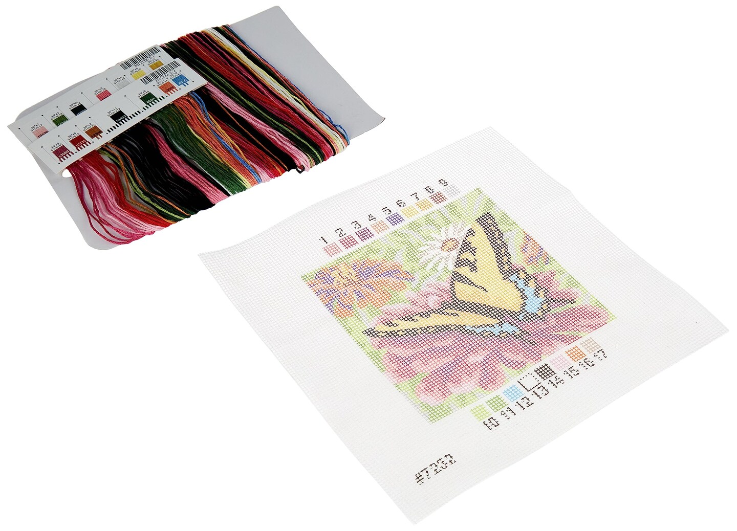 Dimensions 07232 Butterfly and Zinnias Nature Needlepoint Kit, 5&#x22; W x 5&#x22; H