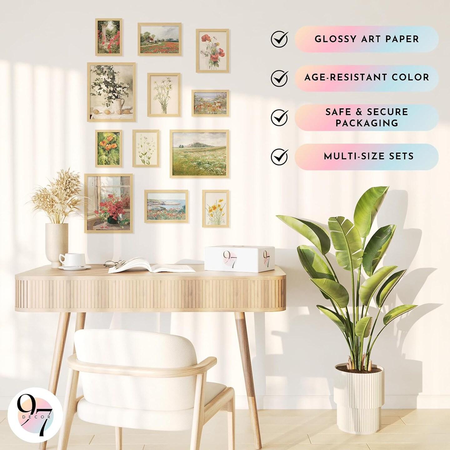 Vintage Floral Wall Art – 8×10 Unframed Flower Prints, French Garden and Spring Botanical Posters for Room Décor, Aesthetic Wall Decoration, Wildflower and Landscape Artwork