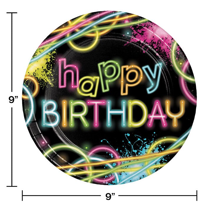 Glow Party Paper Plates (8/Pkg)