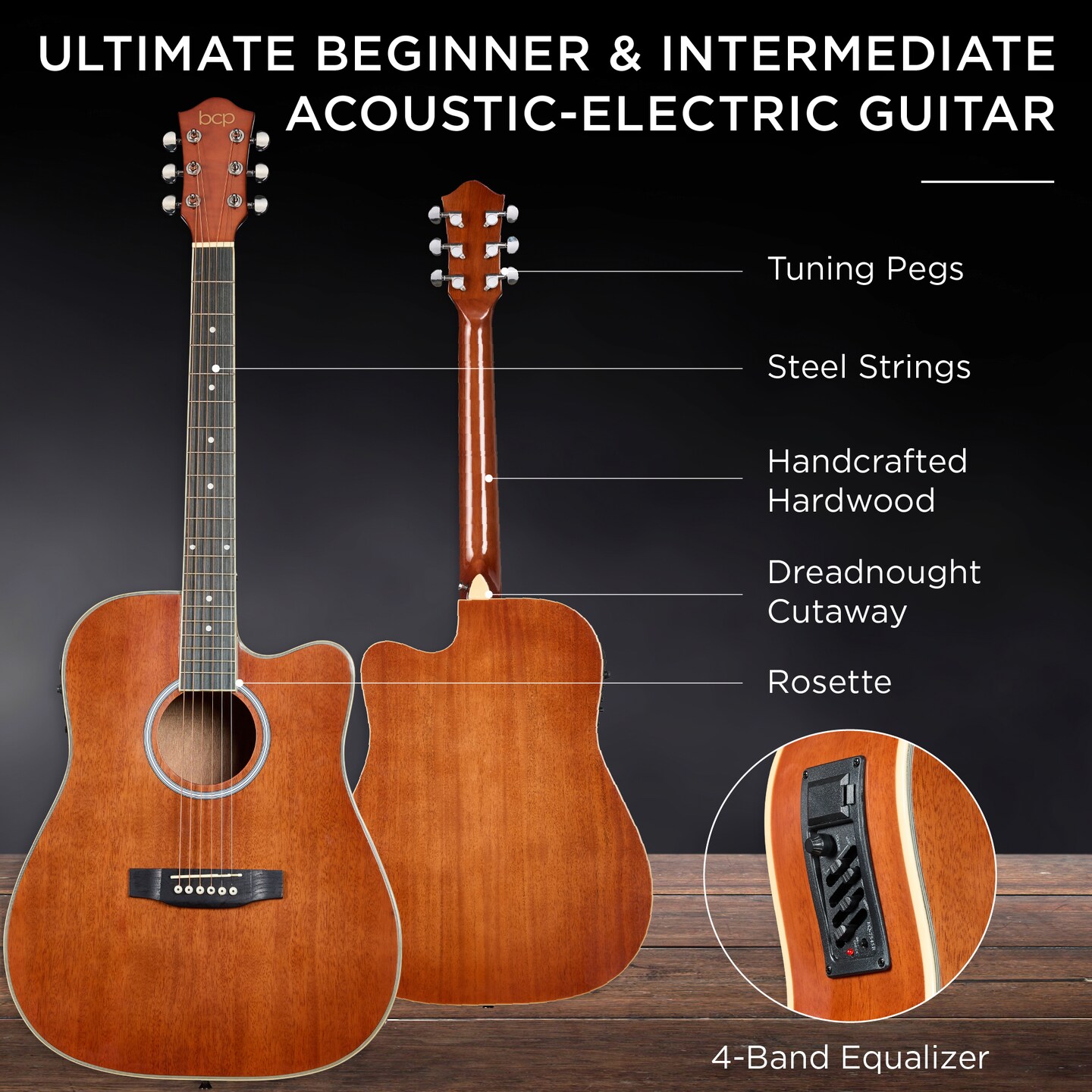 Best Choice Products Beginner Acoustic Electric Guitar Starter Set 41in w/ All Wood Cutaway Design, Case